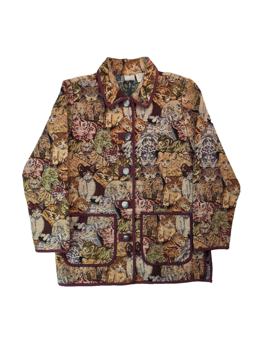 Blair Vintage Cats Kitties AOP Kawaii LUX Tapestry Jacket Womens Medium M